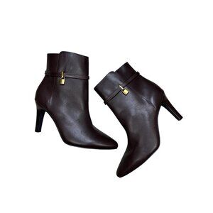 Kurt Geiger London Braxton Lock Bootie US 8.5 EU39 Stiletto Heel Preppy Brown Le